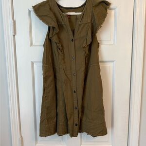 Pilcro Green Sleeveless Ruffled Sundress
